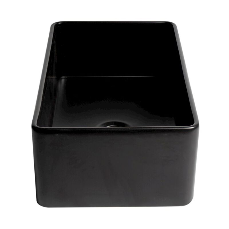 ALFI brand Black Matte Smooth Apron 33 x 18 Single Bowl Fireclay Farm Sink