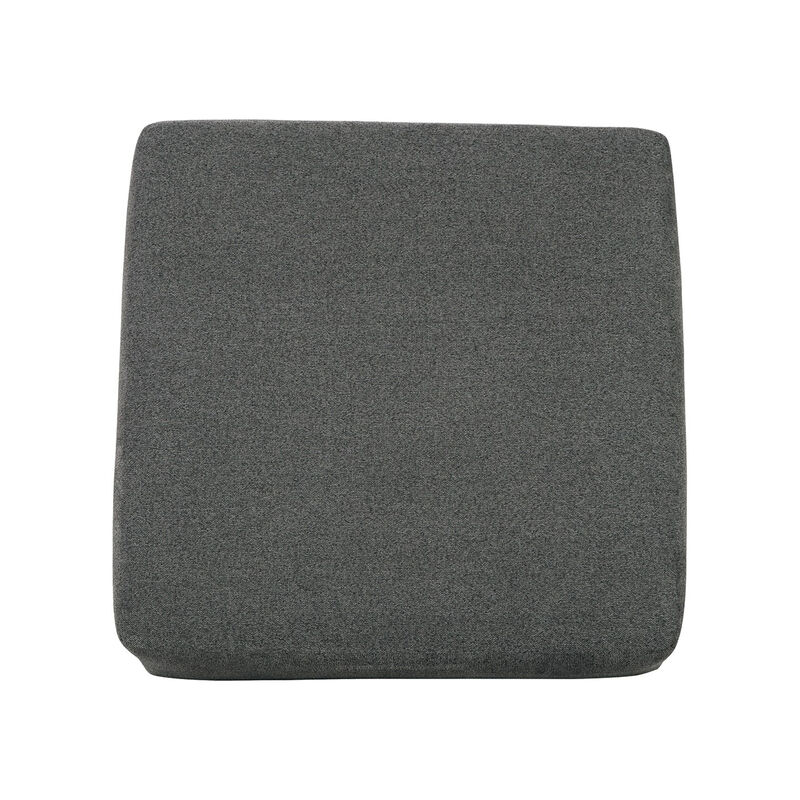 Felo Square Accent Ottoman, 39 Inch, Dark Gray Polyester Cushioned