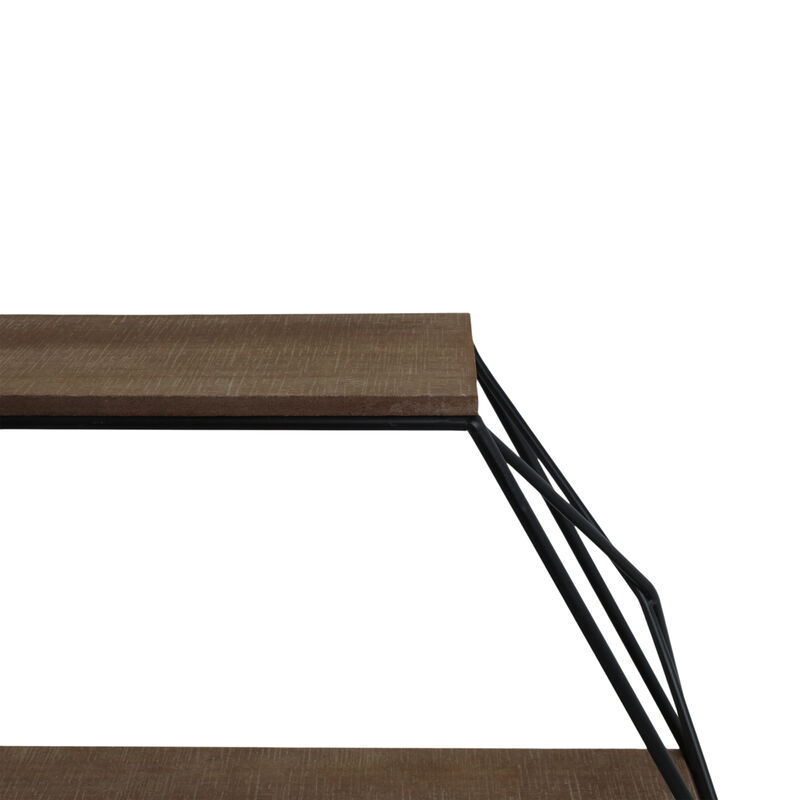 Metal/wood 3 Tier Hexagon Wall Shelf, Brown/black image number 4