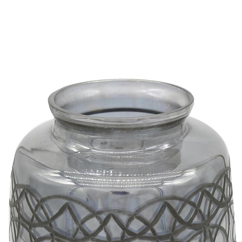 HomeRoots 12" Dark Gray Geometric Round Glass Table Vase image number 2
