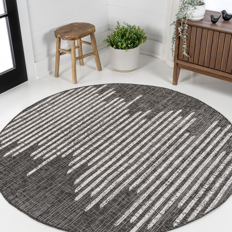 Zolak Berber Stripe Geometric Round Indoor/Outdoor Area Rug
