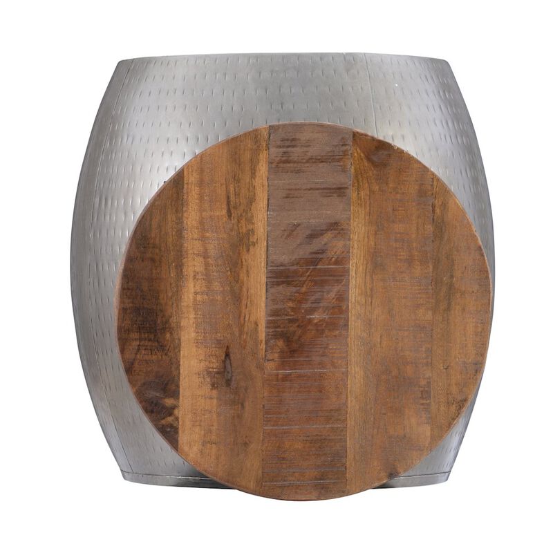 Linon Royce Drum Side Table With Storage Pewter image number 4