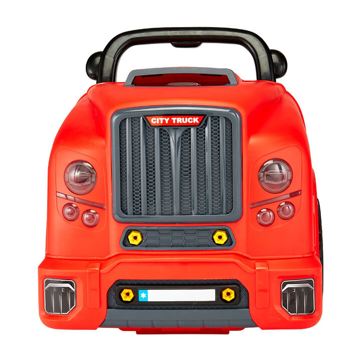60-Piece Kids Mechanic Car Repair Set with Removable Engine Parts, Lights, Sounds & Horn-Red