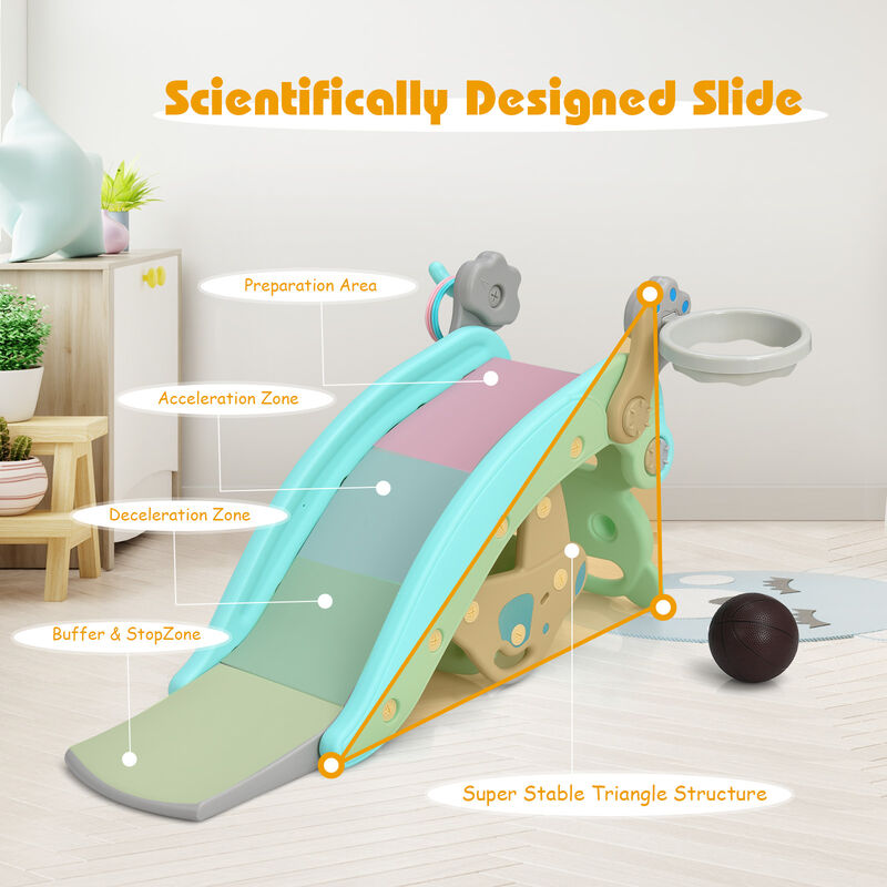 Toddler 4-in-1 Rocking Horse Slide Playset with Hoop image number 4