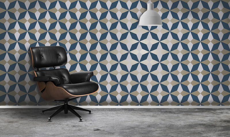 Newby Navy Geometric Wallpaper (Set of 2) image number 2