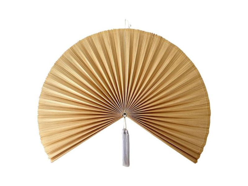 Japanese Giant Bamboo Fan Wall Decor 60" Boho Hanging Decorative Fan Art image number 0