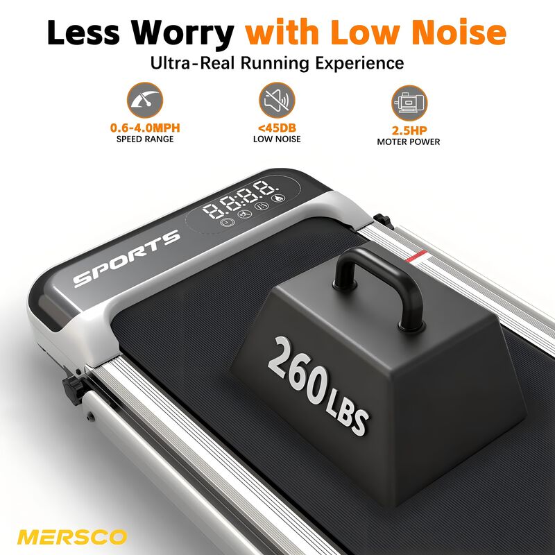 Mersco 4 in 1 Treadmill Under Desk 0.6&ndash;5.0 MPH Foldable Walking Pad, Incline Knee Friendly LED Quiet Portable Treadmill For Home Office image number 3