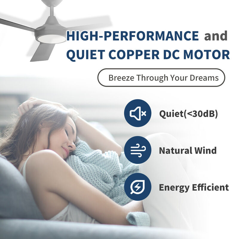 ENLIGHT 52" Smart DC Ceiling Fan with Light, Matter Smart Home Integration, CCT and Dimmable LED, 3 Blades, Damp/Outdoor Covered Rated image number 4
