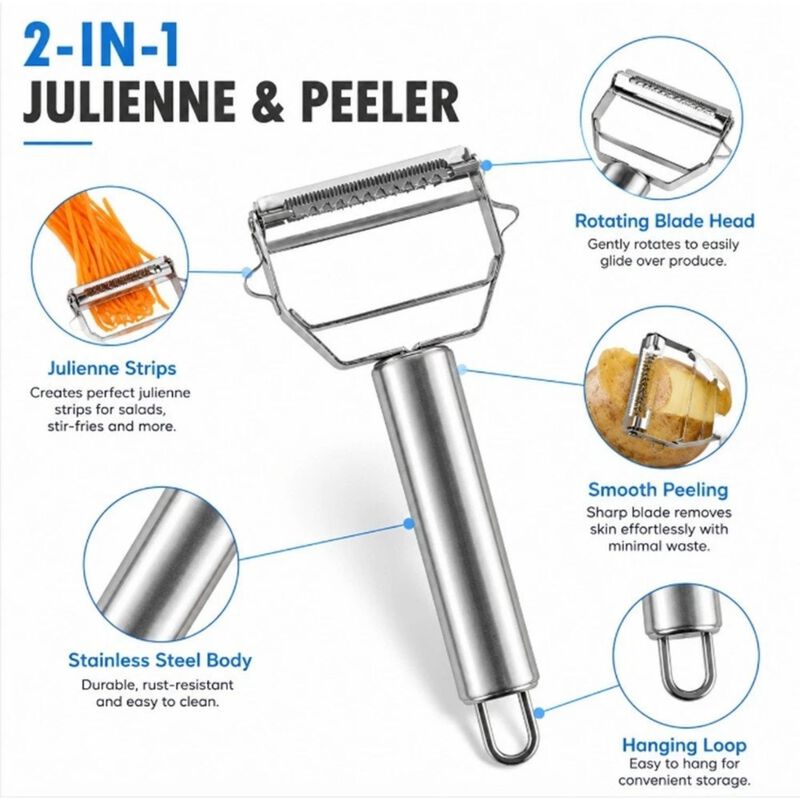 Stainless Steel Dual Blade Vegetable Peeler image number 1