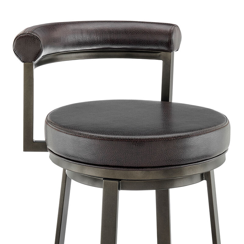 Neura Swivel or Stool in Black Finish with Grey Faux Leather