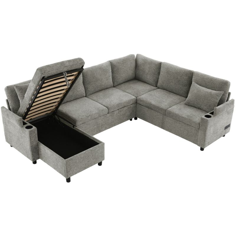 Zornug  Convertible L-Shaped Sectional Sofa Bed image number 8