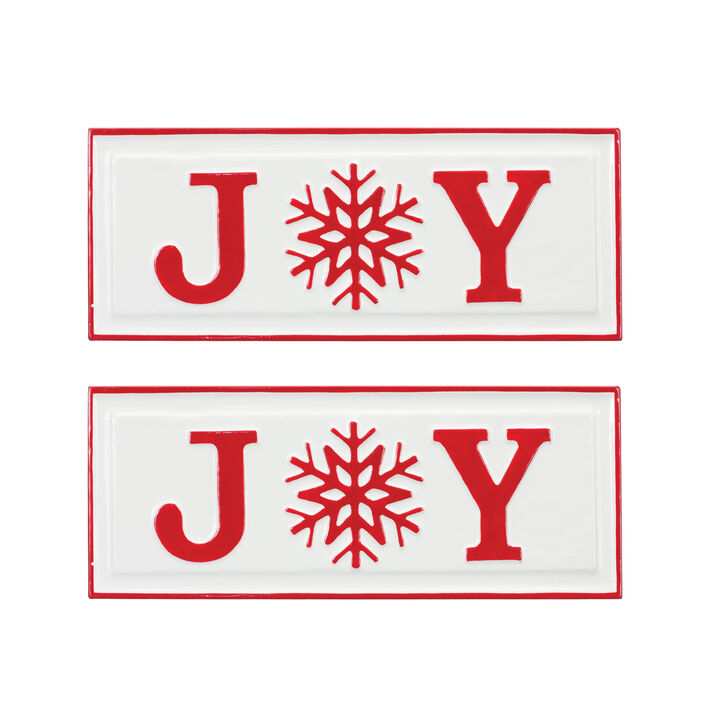Joy Sign for Christmas and Holiday Home Décor (Set of 2)