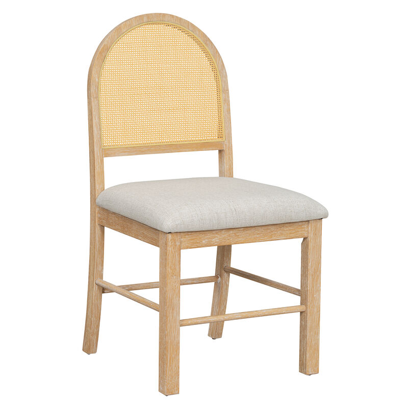 Merax 7-Piece Farmhouse Dining Set with Rattan Chairs