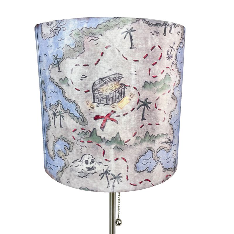 Decorative Treasure Map Brushed Nickel Accent Lamp Coastal Pirate Beach Decor image number 3