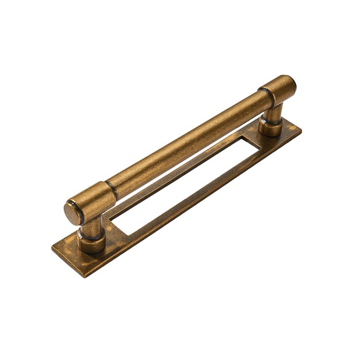 khtumeware 5 Pack 3-3/4 Inch(96 mm) Center to Center Antique Brass Cabinet Pull Backplate with Base Plate Zinc Vintage Kitchen C