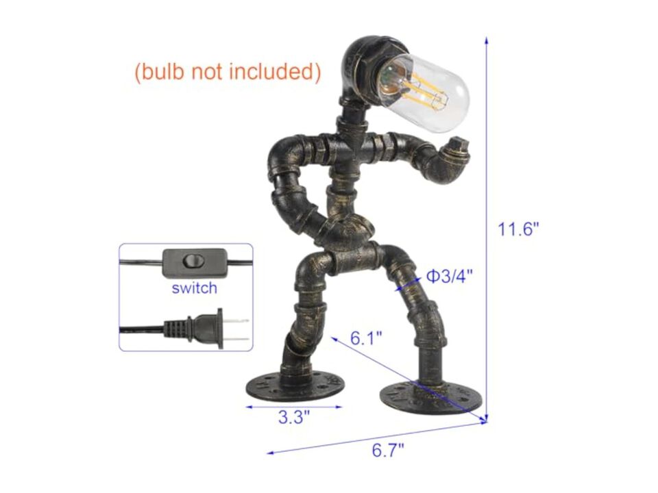 Industrial Retro Steampunk Robot Table Lamp For Bedroom Living Room