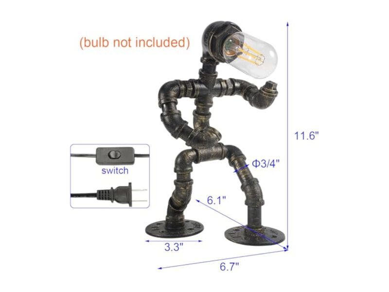 Industrial Retro Steampunk Robot Table Lamp For Bedroom Living Room image number 1