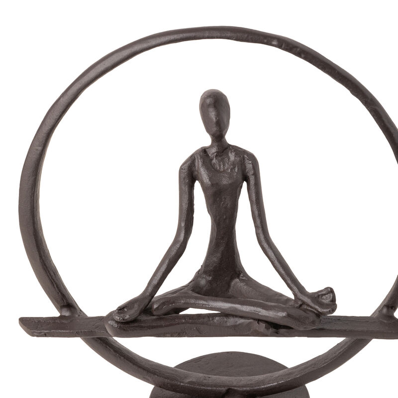 Yoga Meditation Easy Pose Circle Cast Iron Sculpture