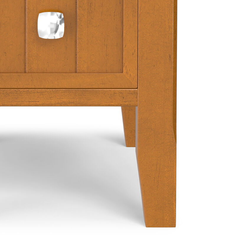 Acadian 14 inch Wide Solid Wood Transitional Narrow Side Table with Drawer in Light Golden Brown