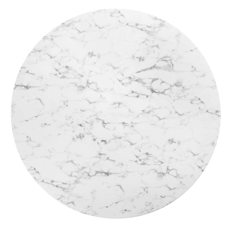 Modway - Lippa 60" Round Artificial Marble Dining Table White image number 2