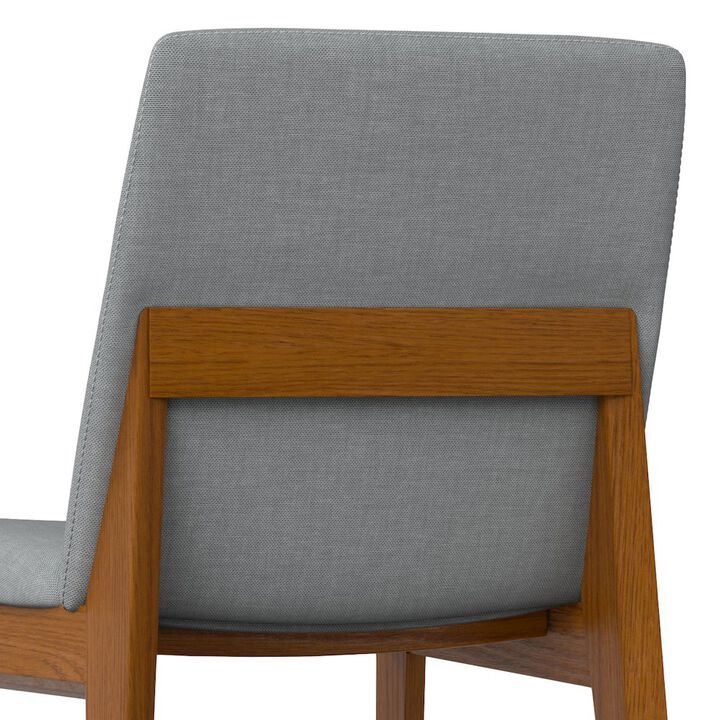 Simpli Home Selena Dining Chair (Set of 2) in Light Grey Linen Look Fabric