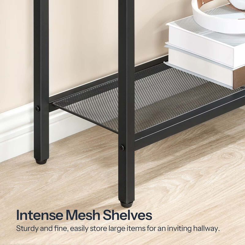 3-Tier Industrial Slim Console Table with Charging Station & Drawers image number 6