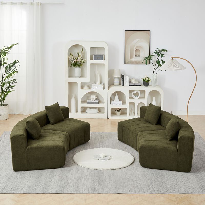 Figkos Morden Chenille curved sectional sofa image number 3
