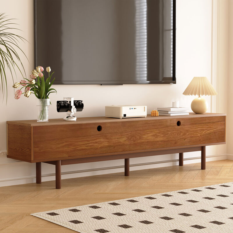 Solid Wood Complete TV Stand for Living Room 86.6" Brown
