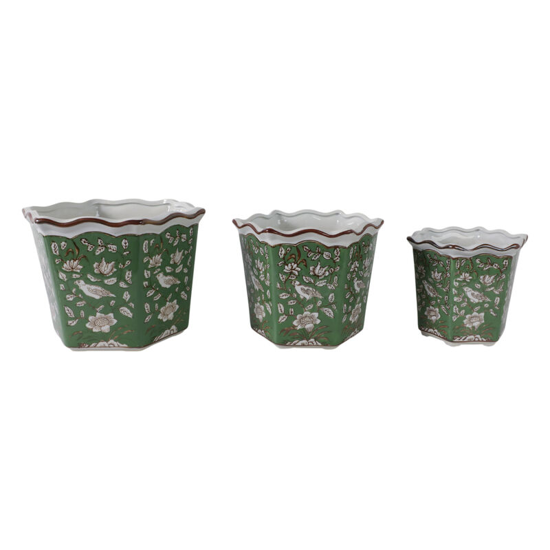 S/3 Chinoiserie Bird Planters image number 0
