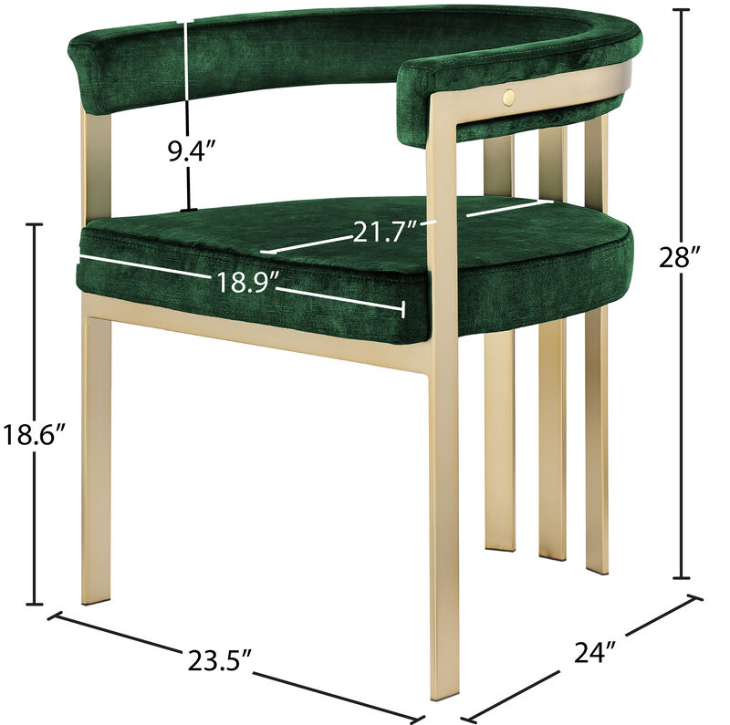 Meridian Furniture Marcello Green Velvet Dining Chair, Set of 2 image number 6