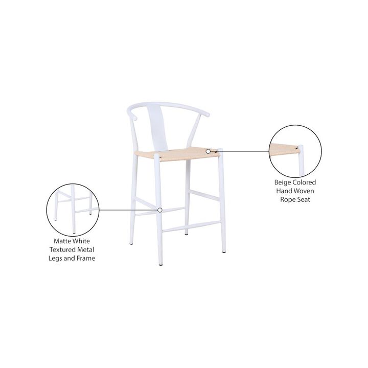 Meridian Furniture Beck Beige Hand Woven Rope Stool, Set of 2