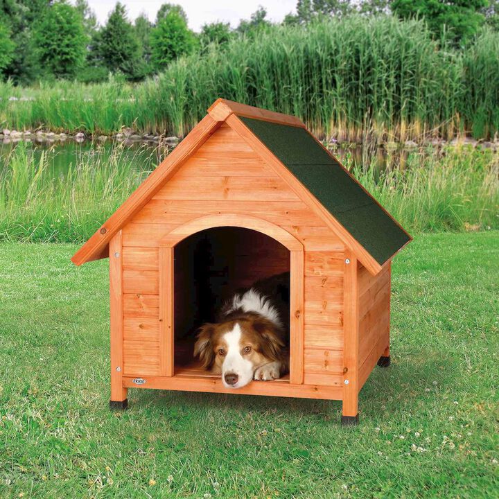 TRIXIE Cottage Weatherproof Outdoor Wooden Dog House Raised Floor for Large Dogs