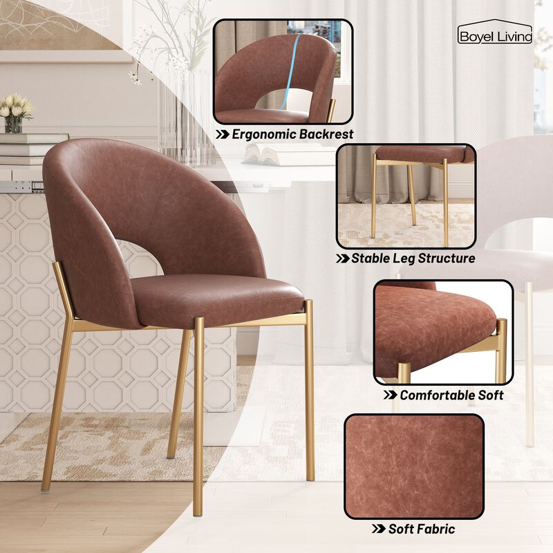 PU Dining Side Chair with Metal Legs,  for Dining Room, Bedroom, Living Room, Study Room, Office Area (Set of 2) image number 5