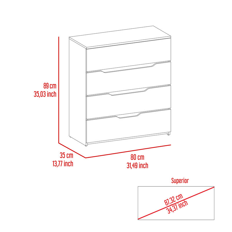 Streamdale Lynbrook 4-Drawer Dresser White And Light Oak image number 7