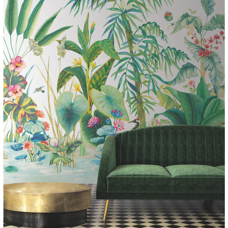 Tropical Panoramic White Wall Mural (Set of 2) image number 1