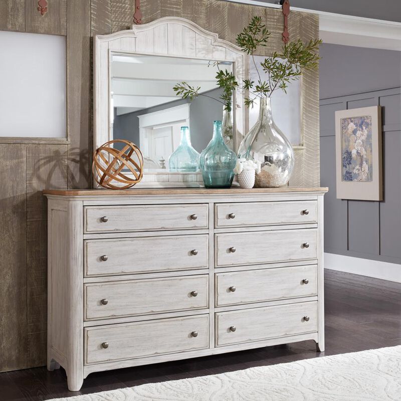 Liberty Furniture Farmhouse Reimagined Mirror in Antique White w/ Chestnut Top image number 4