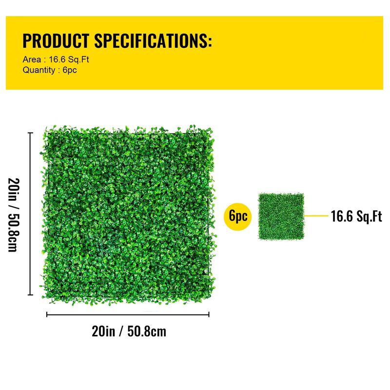 6PCS Artificial Boxwood Hedge Wall Panels UV Resistant Privacy Fence Grass for Indoor Outdoor-Green image number 2