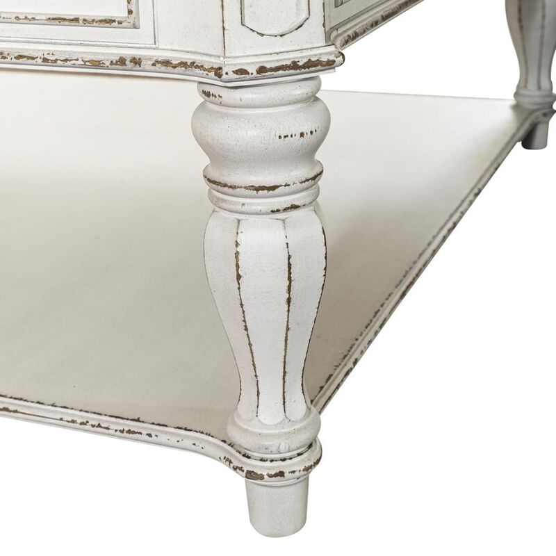 Liberty Furniture Magnolia Manor Oversized Square Cocktail Table in Antique White image number 4