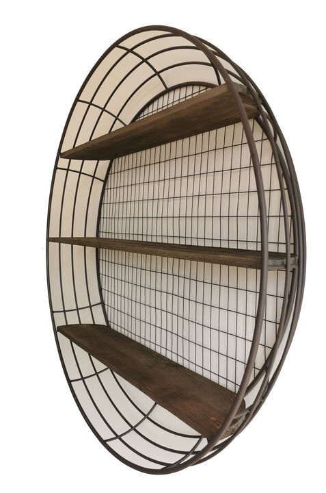 3-Tier Rustic Round Iron Wall Shelf