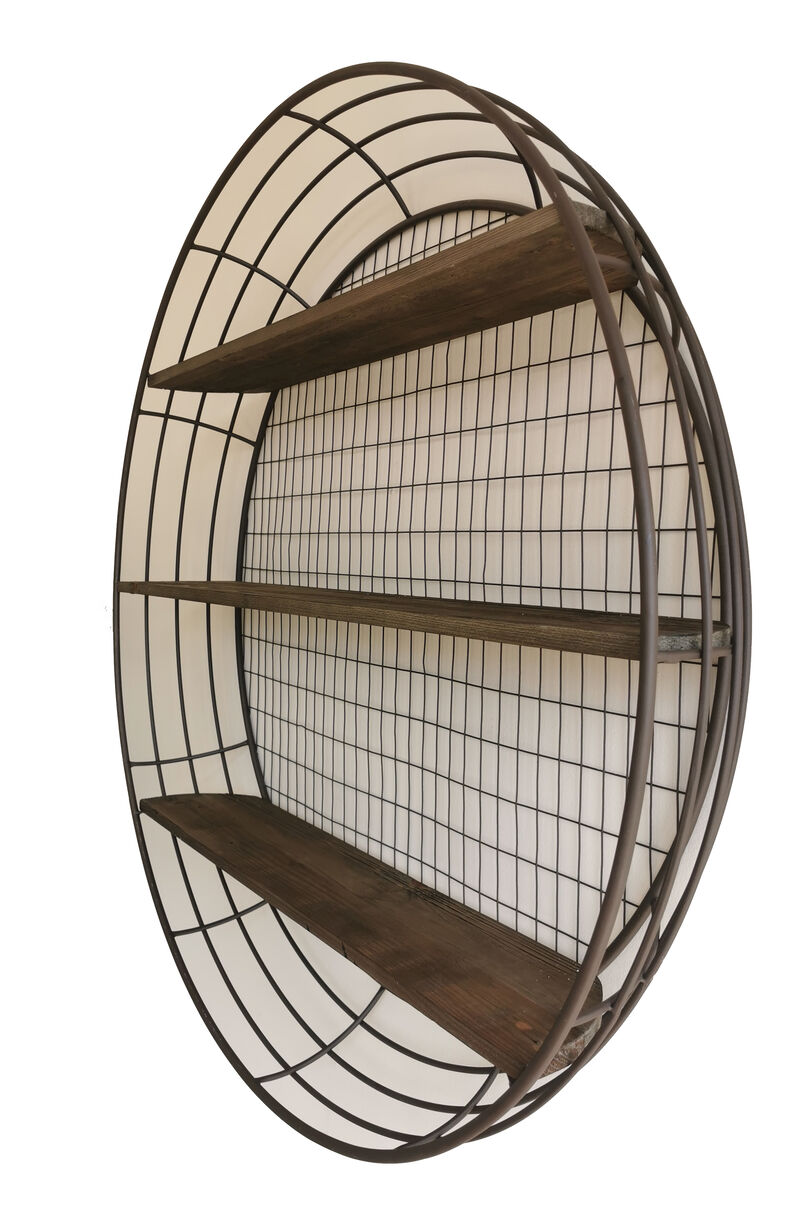 3-Tier Rustic Round Iron Wall Shelf