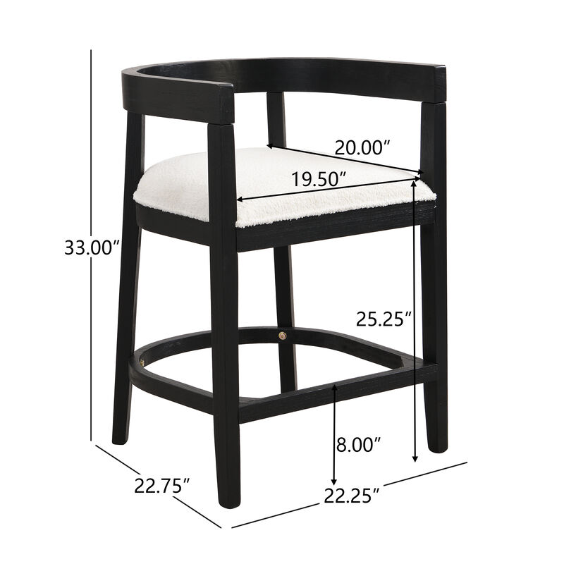 Christopher Knight Home Timel Upholstered 25.25" Rubberwood Counter Stools with Footrest (Set of 2)