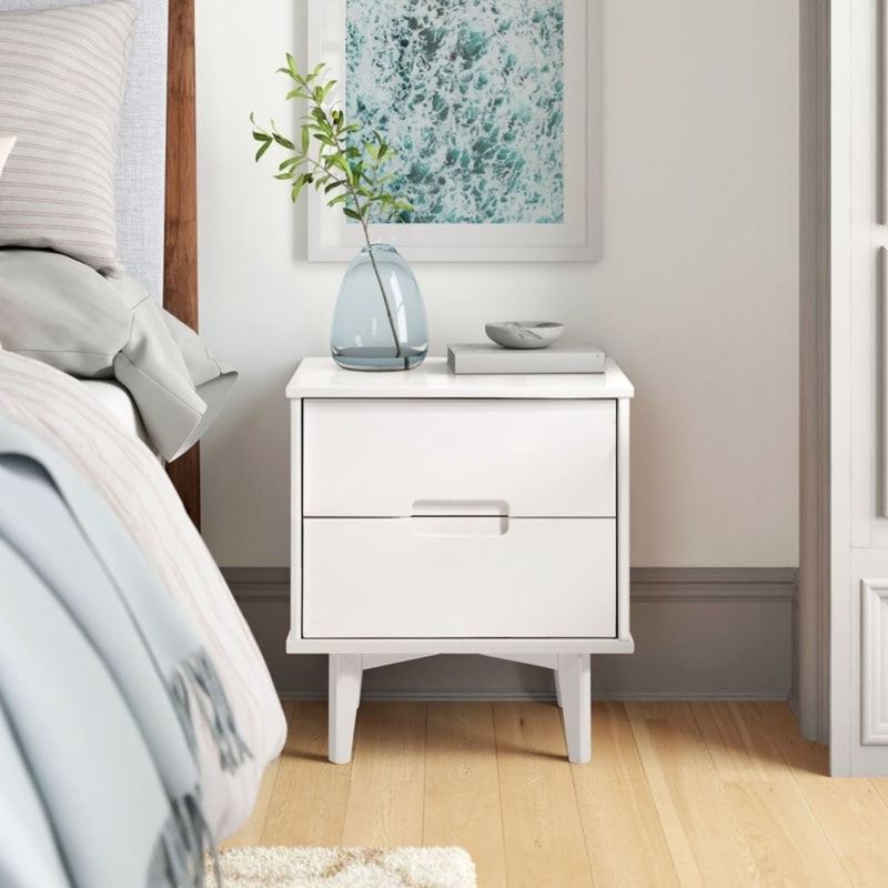Hivvago Farmhouse 2 Drawer Solid Wood Nightstand