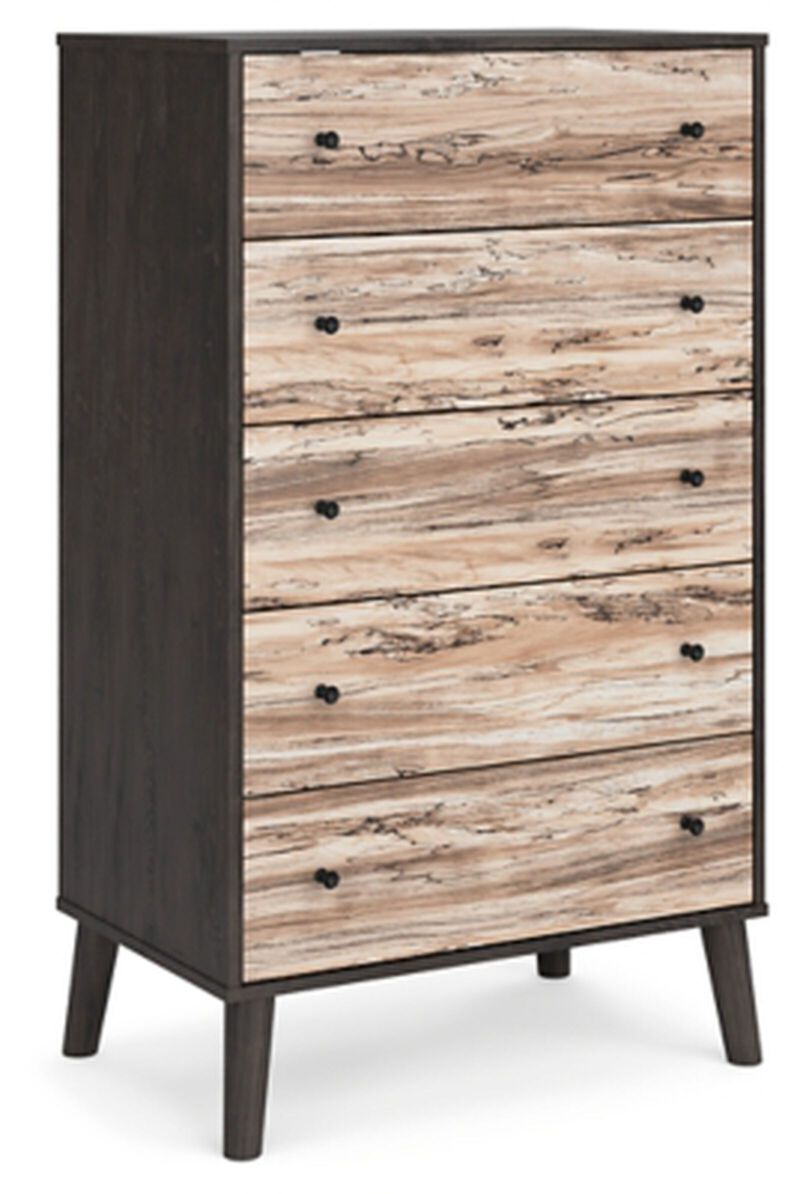Piperton 5 Drawer Chest of Drawers in Dark Charcoal