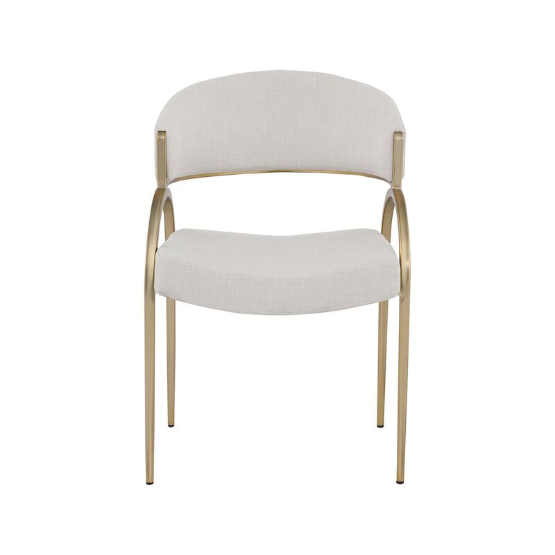 Meridian Furniture Privet Beige Linen Textured Fabric Dining Chair, Set of 2