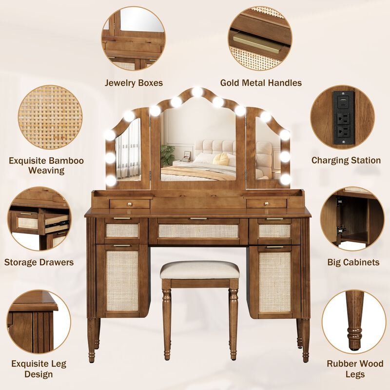 Merax Bohemian Hollywood LED Makeup Vanity Table image number 5