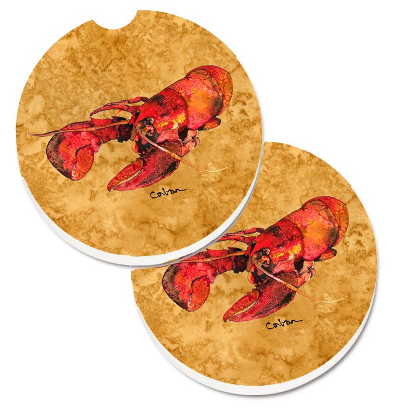 Caroline's Treasures Lobster Set of 2 Cup Holder Car Coasters 8715CARC, 2.56, Multicolor