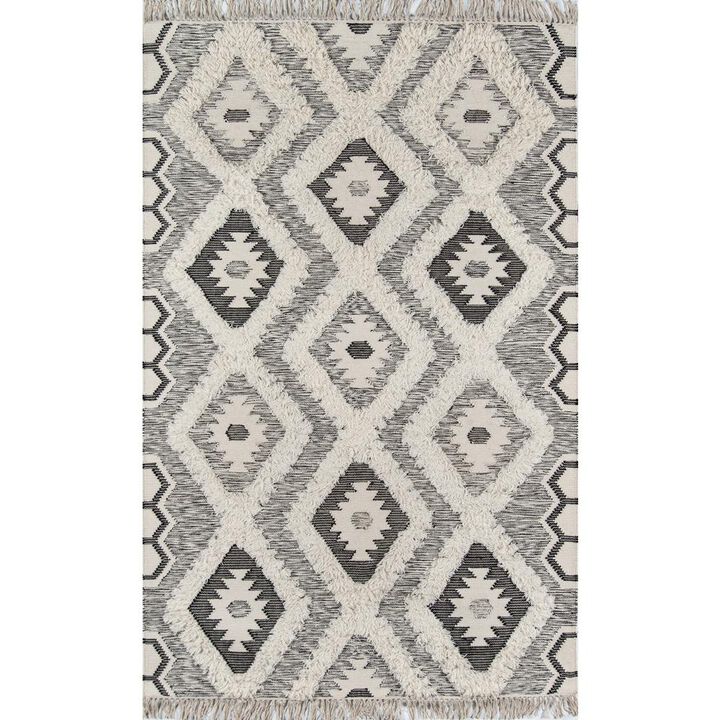 Novogratz Contemporary Rectangle Area Rug, Black, 5' X 7'