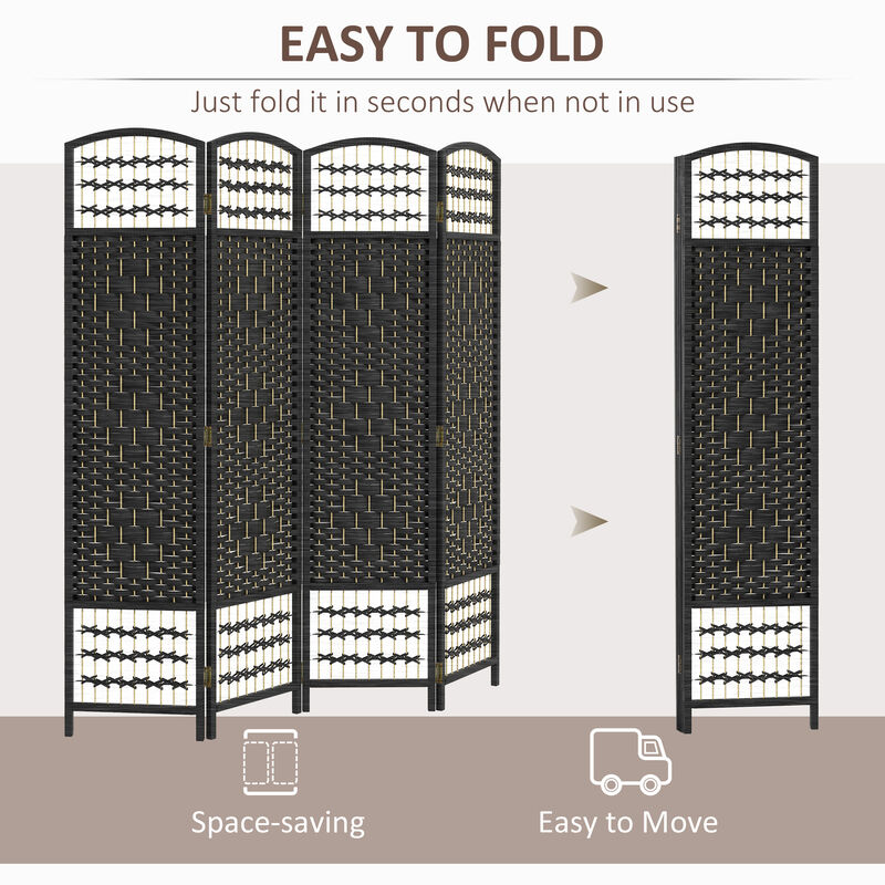 Hivvago 4-Panel Folding Room Divider with Wave Fiber Design image number 3