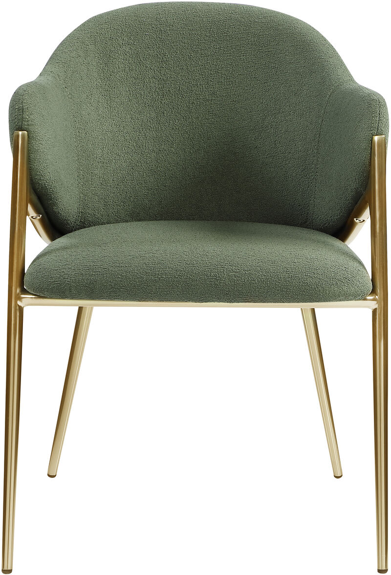 Meridian Furniture Nial Green Boucle Fabric Dining Chair, Set of 2