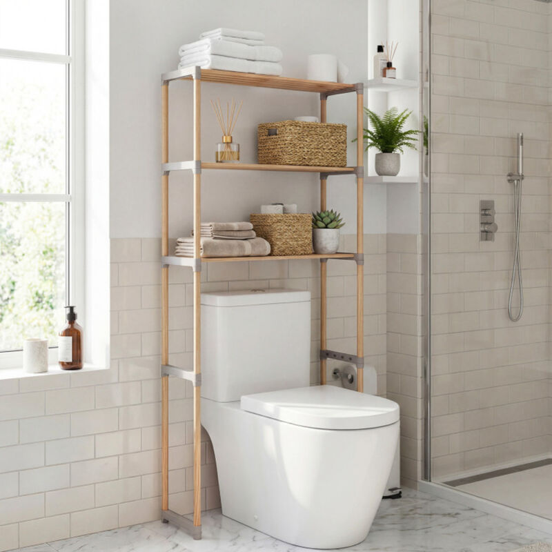 Over The Toilet 3 Tier Storage Shelf Rack with Open Shelves image number 7